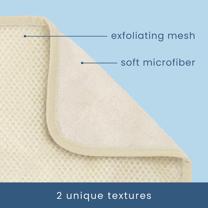 S&T INC. Exfoliating Washcloths, Dual Sided for Face and Body Scrub Towel, 9.9 Inch x 9.9 Inch, Cream, 3 Pack - Image 2